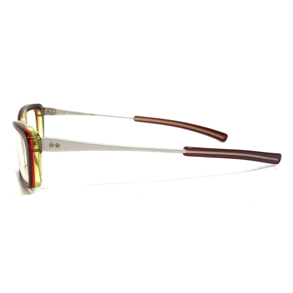 Onkel Eyeglasses Frames Buto Col. 31 Red on Green Silver Rectangle 50-15-140